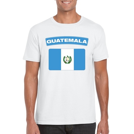 T-shirt met Guatemalaanse vlag wit heren
