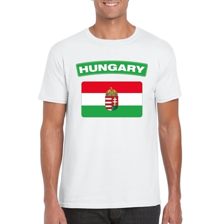 T-shirt met Hongaarse vlag wit heren