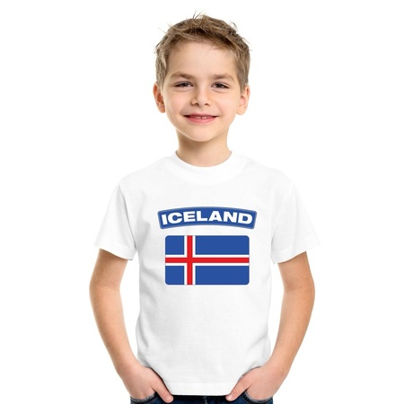 T-shirt met IJslandse vlag wit kinderen