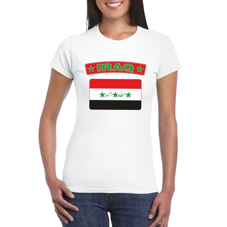 T-shirt met Irakese vlag wit dames