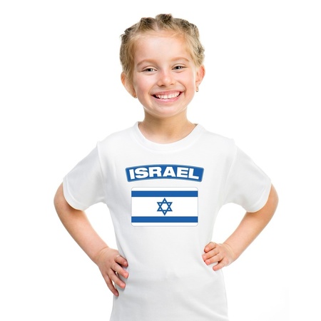 T-shirt met Israelische vlag wit kinderen