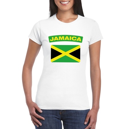 T-shirt met Jamaicaanse vlag wit dames