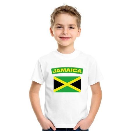 T-shirt met Jamaicaanse vlag wit kinderen