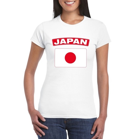 T-shirt met Japanse vlag wit dames