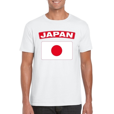 T-shirt met Japanse vlag wit heren