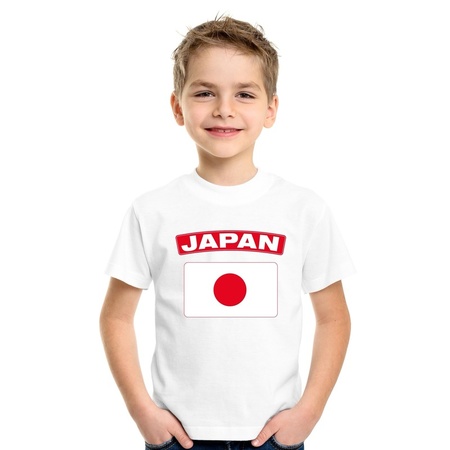 T-shirt met Japanse vlag wit kinderen