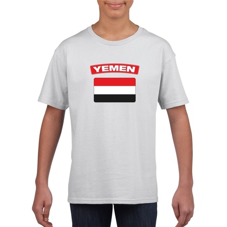 T-shirt met Jemenitische vlag wit kinderen