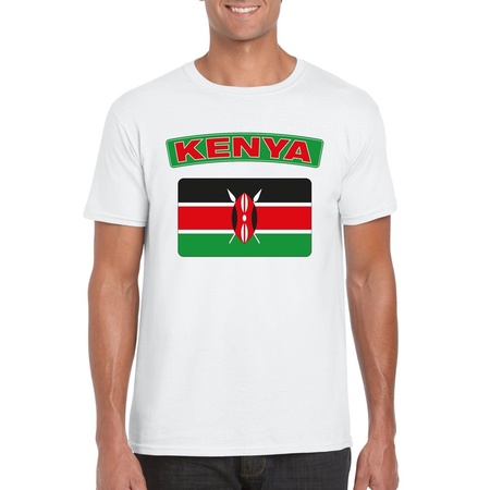 T-shirt met Keniaanse vlag wit heren