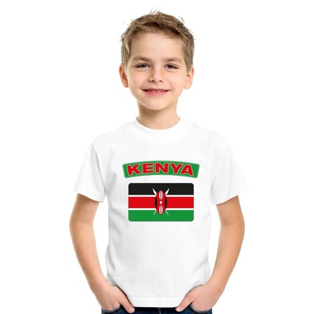 T-shirt met Keniaanse vlag wit kinderen