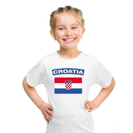 T-shirt met Kroatische vlag wit kinderen
