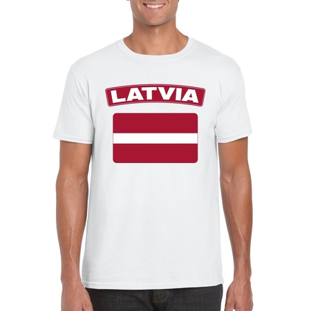 T-shirt met Letlandse vlag wit heren
