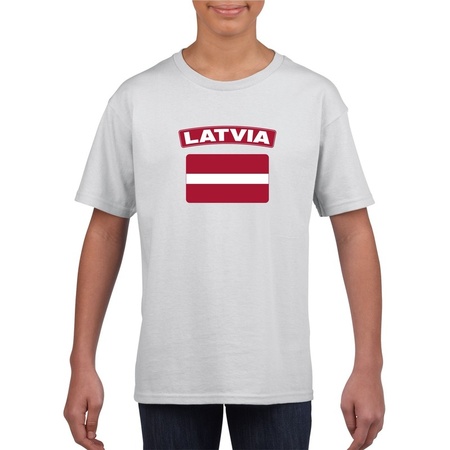 T-shirt met Letlandse vlag wit kinderen