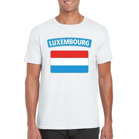 T-shirt met Luxemburgse vlag wit heren