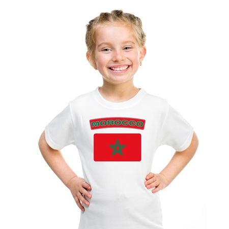 T-shirt met Marokkaanse vlag wit kinderen