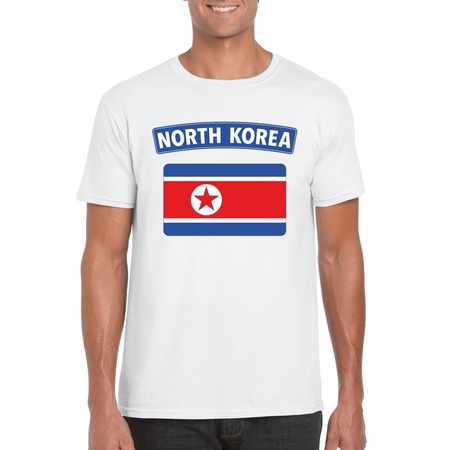 North Korea flag t-shirt white men