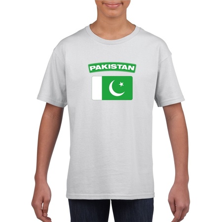 T-shirt met Pakistaanse vlag wit kinderen