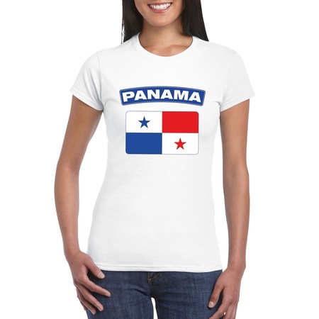 T-shirt met Panamese vlag wit dames