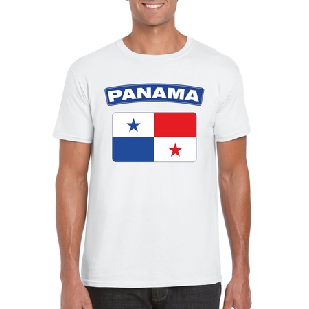 T-shirt met Panamese vlag wit heren