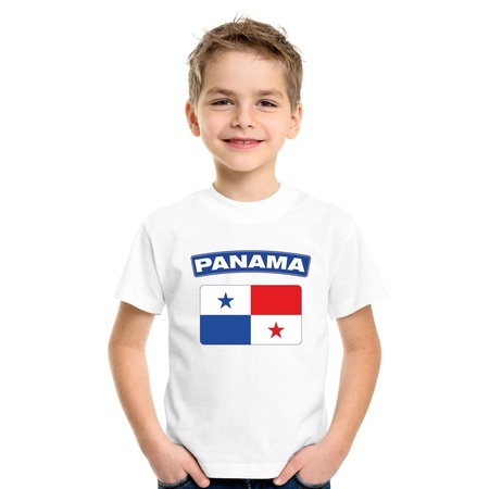T-shirt met Panamese vlag wit kinderen