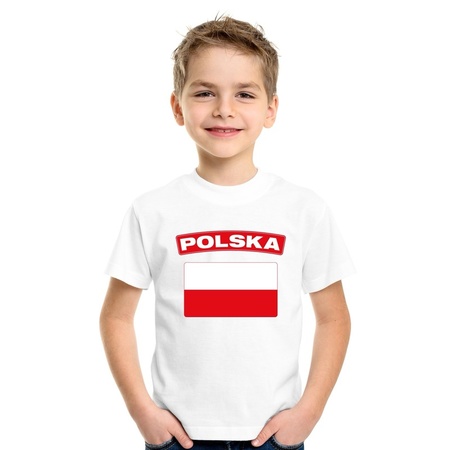 T-shirt met Poolse vlag wit kinderen