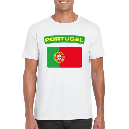 T-shirt met Portugese vlag wit heren