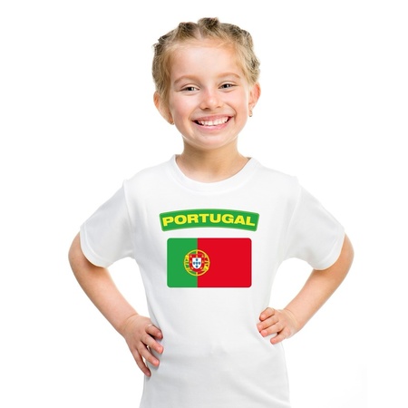 T-shirt met Portugese vlag wit kinderen