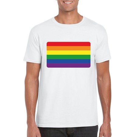Rainbow flag t-shirt white men