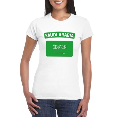 T-shirt met Saudi Arabische vlag wit dames