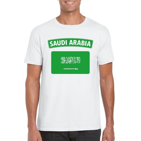 T-shirt met Saudi Arabische vlag wit heren