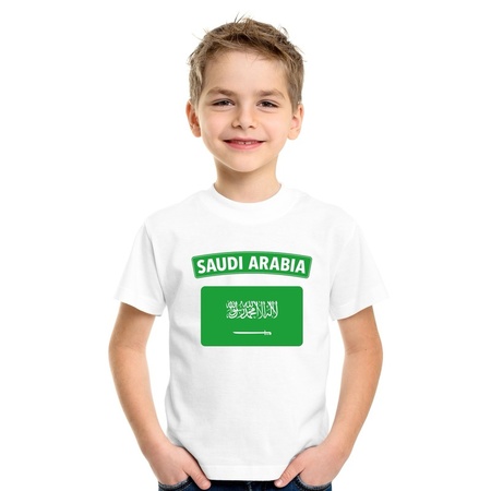 T-shirt met Saudi Arabische vlag wit kinderen