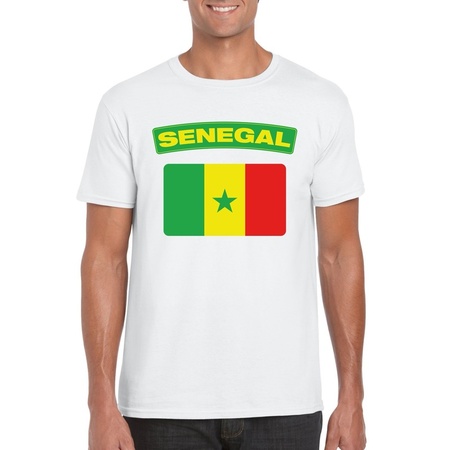T-shirt met Senegalese vlag wit heren