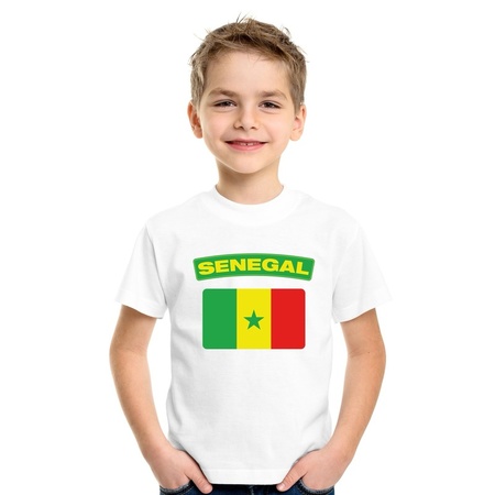 T-shirt met Senegalese vlag wit kinderen