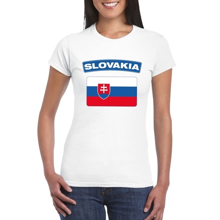 T-shirt met Slowaakse vlag wit dames