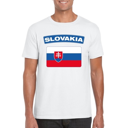 T-shirt met Slowaakse vlag wit heren