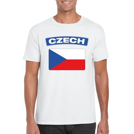 T-shirt met Tsjechische vlag wit heren