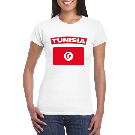 T-shirt met Tunesische vlag wit dames