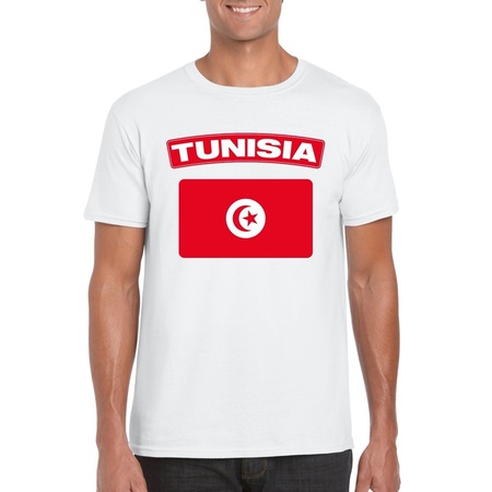 T-shirt met Tunesische vlag wit heren