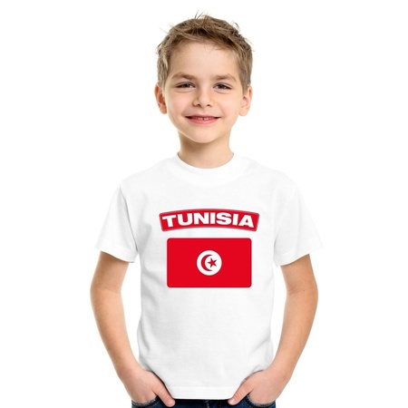 T-shirt met Tunesische vlag wit kinderen