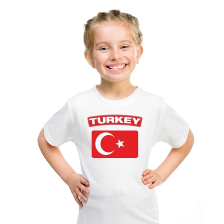 T-shirt met Turkse vlag wit kinderen