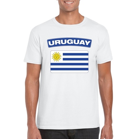 T-shirt met Uruguayaanse vlag wit heren