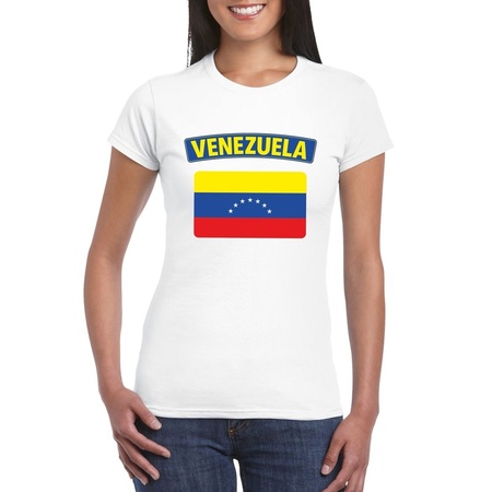 T-shirt met Venezolaanse vlag wit dames