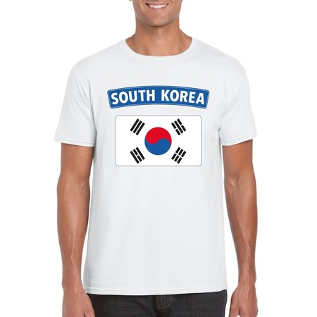 T-shirt met Zuid Koreaanse vlag wit heren