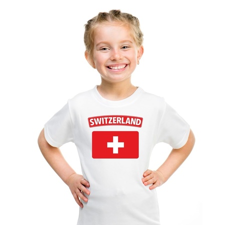 T-shirt met Zwitserse vlag wit kinderen