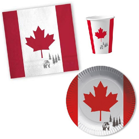 Tafel dekken versiering set vlag Canada thema voor 8x personen