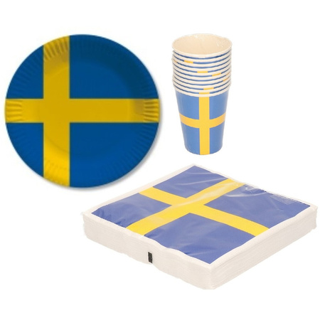 Tafel dekken versiering set vlag Zweden thema voor 40x personen