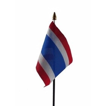 4x stuks thailand supporters tafelvlaggetjes 10 x 15 cm met standaard