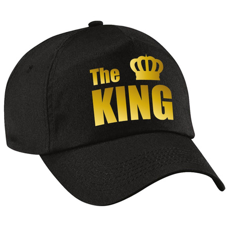 The King pet / cap zwart met gouden letters en kroon heren