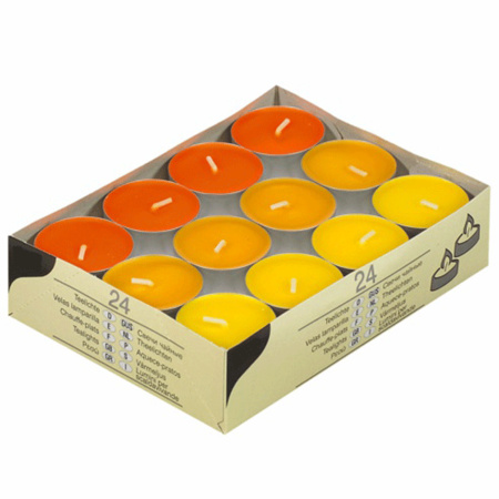 Waxine kaarsjes 24 stuks oranje tinten