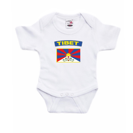 Tibet present romper with flag white for babys