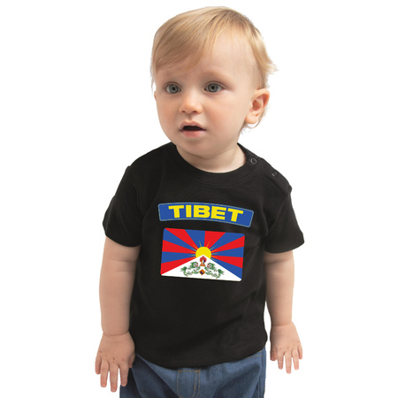 Tibet t-shirt met vlag zwart voor babys